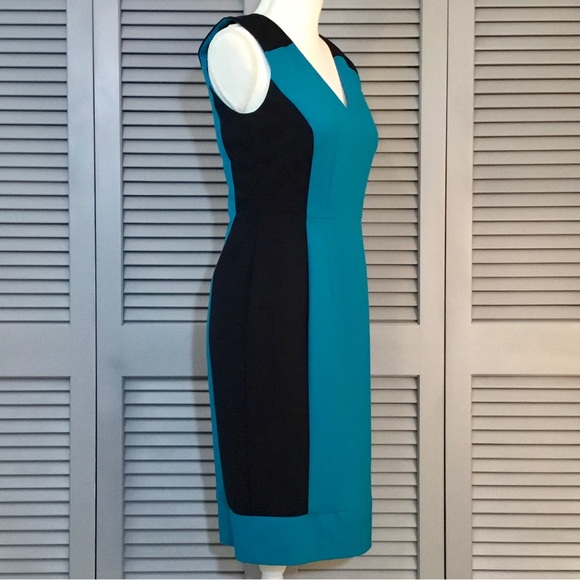 Calvin Klein Sleeveless Black and Teal Dress - Picture 3 of 14
